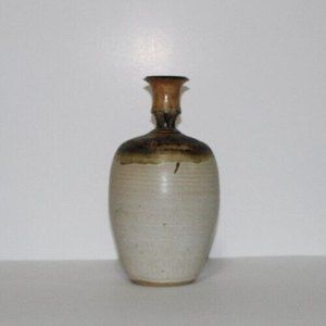 Signed Studio Pottery Hand Thrown Stoneware Vase Earth Tones Vintage Deco 1982